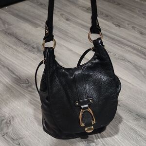 G.I.L.I Black Supple Pebbled Leather Backpack Purse